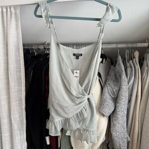 Express Mint Ruffle Wrap Camisole